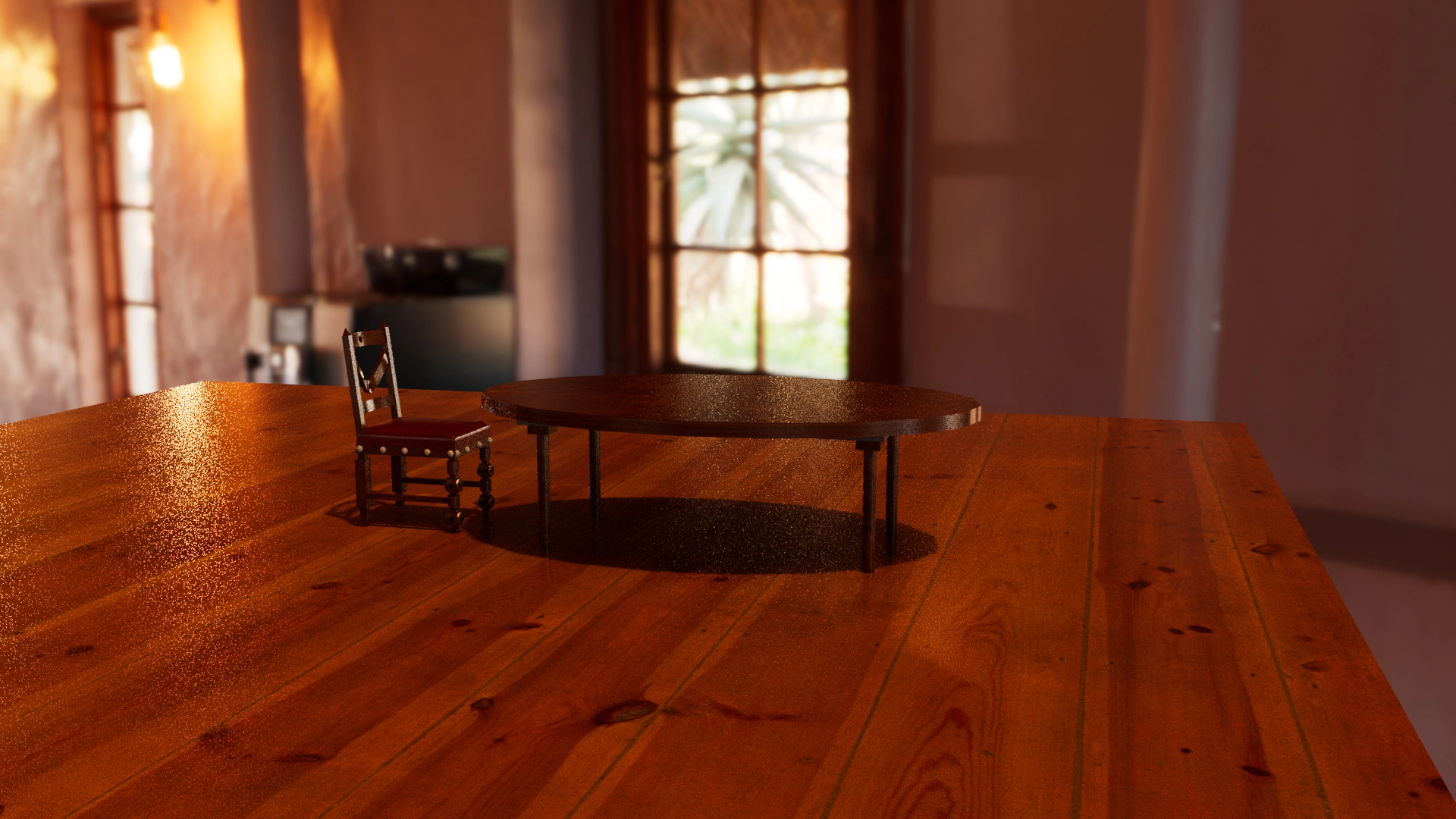 chaise et table en bois